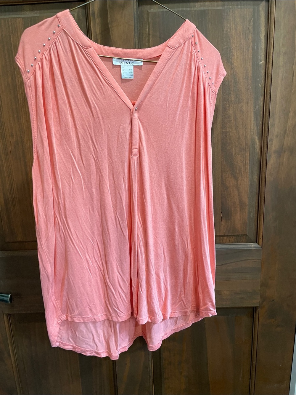 VENUS Coral Cap Sleeve V-Neck Tunic with Stud Detail
